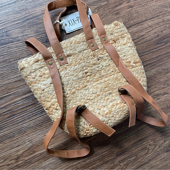 NWT XIX PALMS Shorebreak Picnic Cooler Bag Backpack Woven Straw Boho Bag main image 4